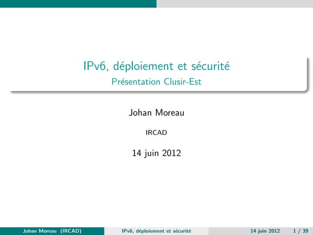IPv6 au Clusir-Est