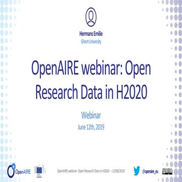 OpenAIRE webinar. Open Research Data in H2020
