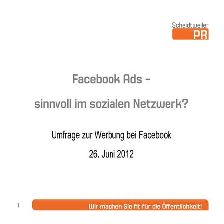 Umfrage zur Facebook Werbung 2012