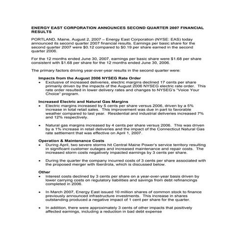 EnergyEastQ22007EarningsRelease