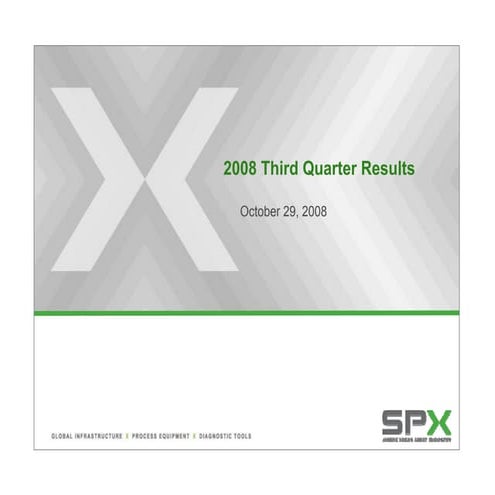 SPX Corporation 3rd Quarter 2008 Results 