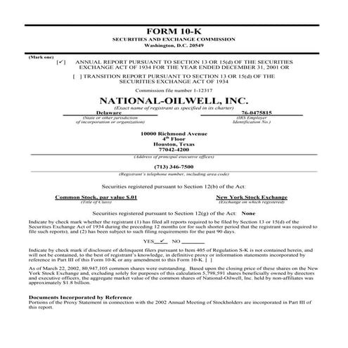 national oilwell varco 	2001 Form 10-K
