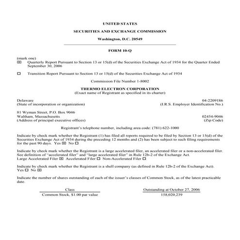 thermo fisher 09/30/06_10Q