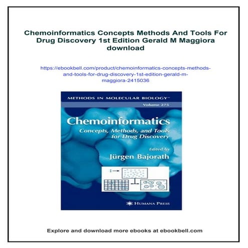 Chemoinformatics Concepts Methods And Tools For Drug Discovery 1st Edition Ge...