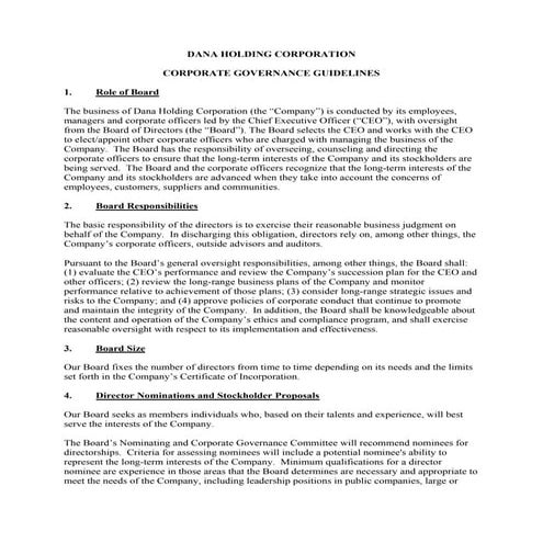 dana holdings CorporateGovernanceGuidelines_013108