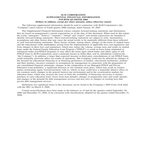 SLM CorpSupFinInfoQ406