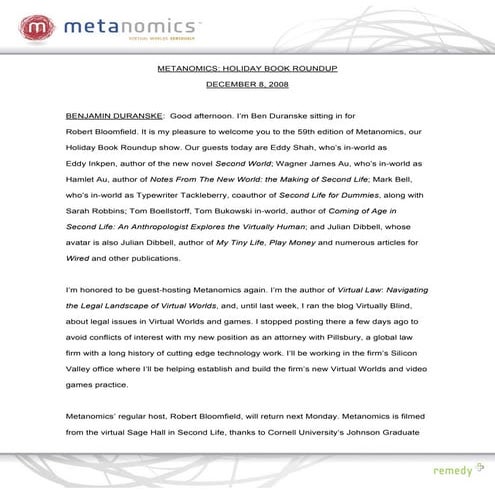120808 Book Roundup Metanomics Transcript