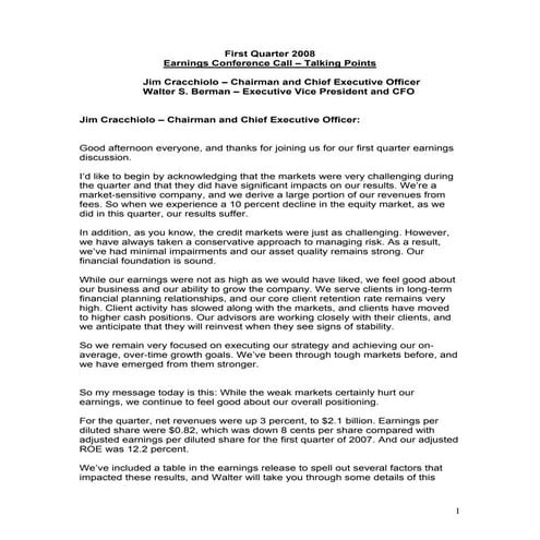 ameriprise 1Q08%20AMP_TalkingPoints