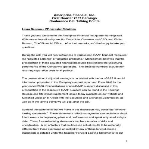 ameriprise TalkingPoints_1Q07_2