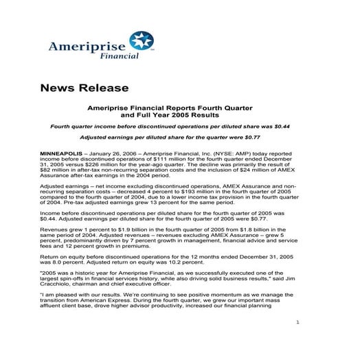 ameriprise 4Q05_Release