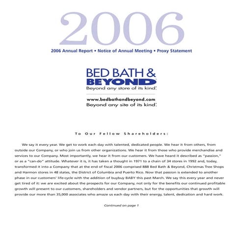 bed bath&beyond AnnualReport2006