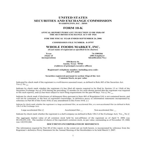 whole food market 2006_10K