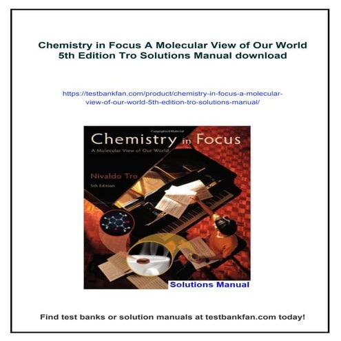 Chemistry in Focus A Molecular View of Our World 5th Edition Tro ...