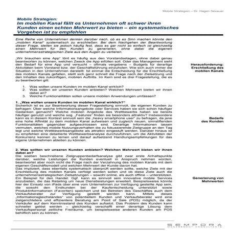 Mobile Strategien und systematische Einführung in Unternehmen - Hagen Sexauer