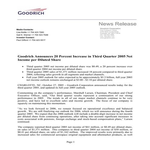 goodrich  3Q05_Release