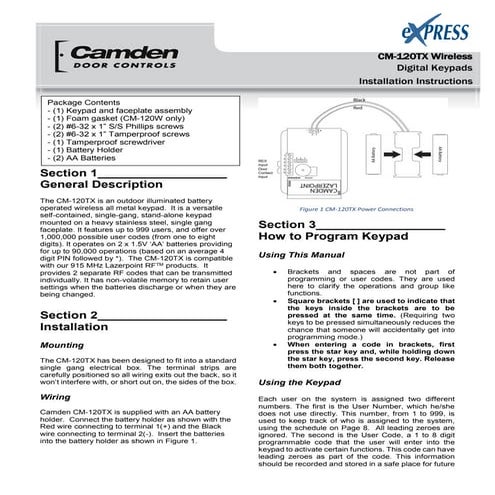 Camden 120TX Instruction Manual