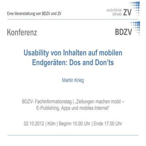 Usability von Inhalten auf mobilen Endgeräten: Dos and Don’ts