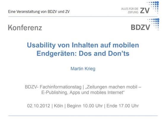 Usability von Inhalten auf mobilen Endgeräten: Dos and Don’ts