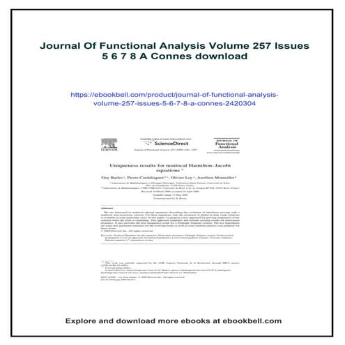 Journal Of Functional Analysis Volume 257 Issues 5 6 7 8 A Connes