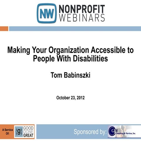 Making Your Organization Accessible to People With Disabilities