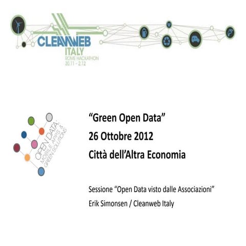 Cleanweb Italy input for Green Open Data workshop - CAE Roma