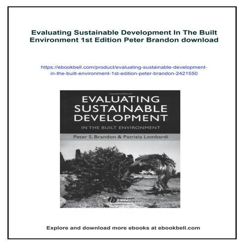Evaluating Sustainable Development In The Built Environment 1st Edition Peter...