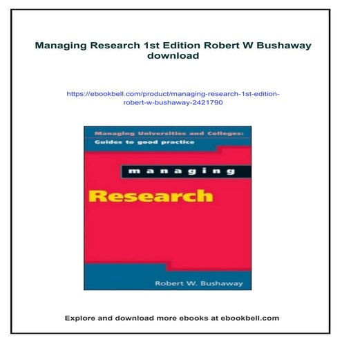 Managing Research 1st Edition Robert W Bushaway