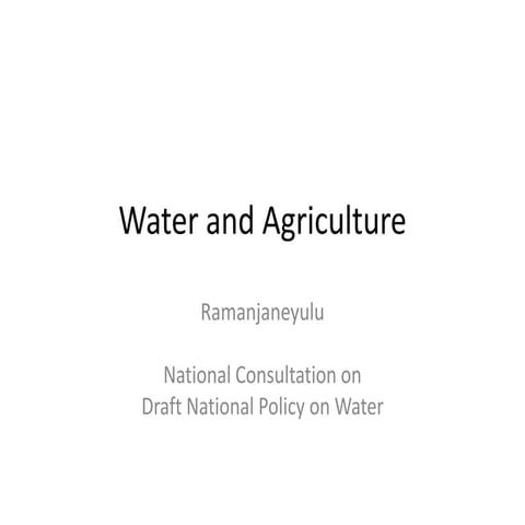 Agriculture and Water