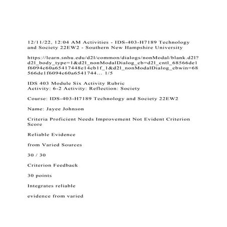 121122, 1204 AM Activities - IDS-403-H7189 Technology and S.docx