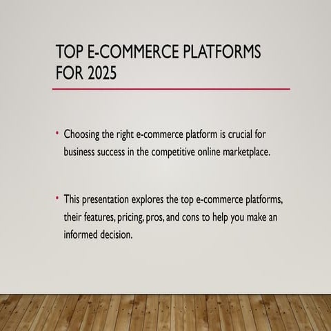Top Ecommerce Platforms to Choose for Your Online Store in 2025 | PPTX