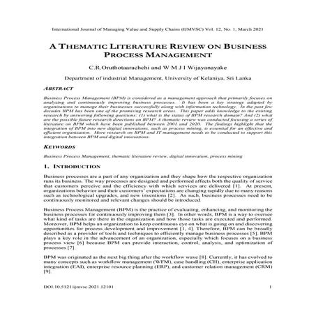 A THEMATIC LITERATURE REVIEW ON BUSINESS PROCESS MANAGEMENT