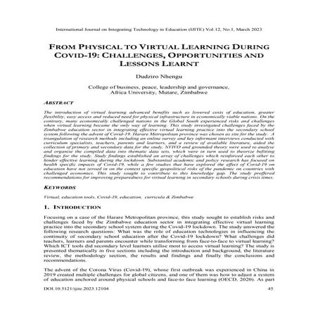 From Physical To Virtual Learning During Covid 19 Challenges