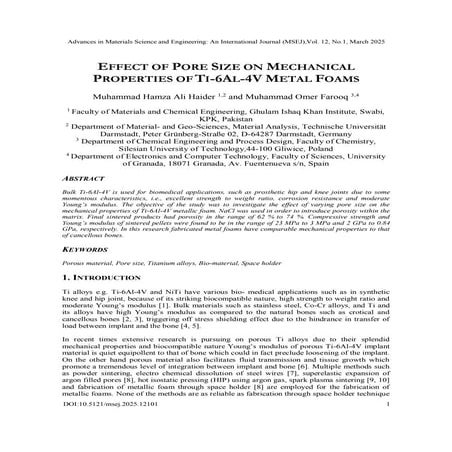 EFFECT OF PORE SIZE ON MECHANICAL PROPERTIES OFTI-6AL-4V METAL FOAMS | PDF