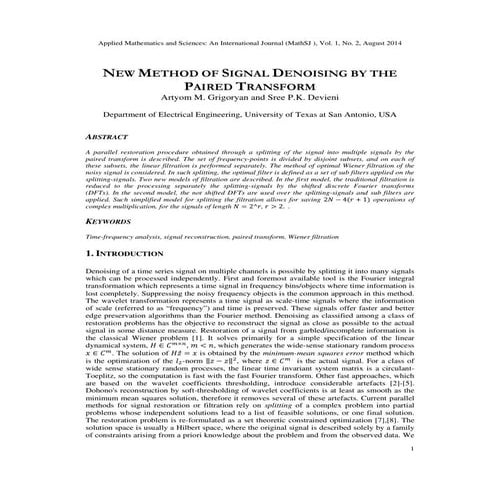 New Method of Signal Denoising by the Paired Transform