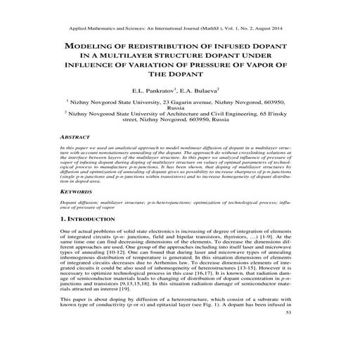 MODELING OF REDISTRIBUTION OF INFUSED DOPANT IN A MULTILAYER STRUCTURE DOPANT...