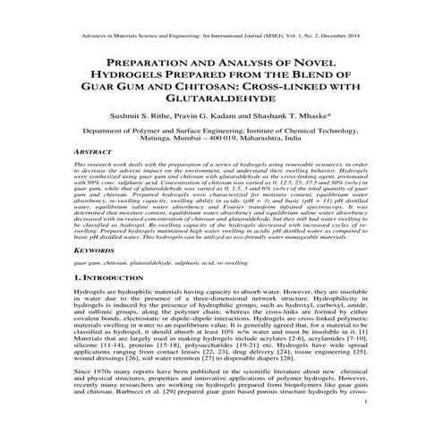 PREPARATION AND ANALYSIS OF NOVEL HYDROGELS PREPARED FROM THE BLEND OF ...