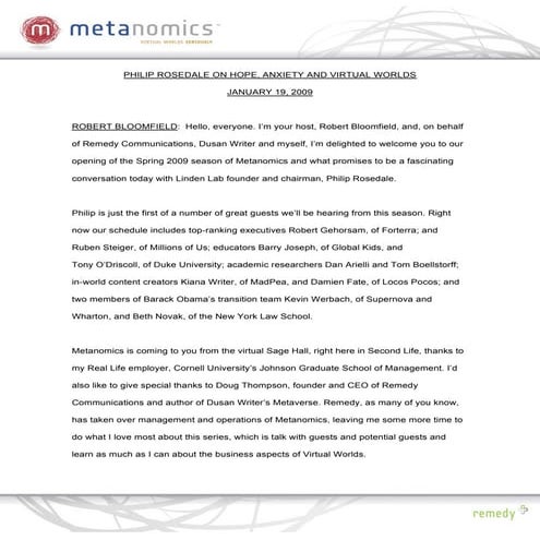 121508 Hope Anxiety And Virtual Worlds Metanomics Transcript
