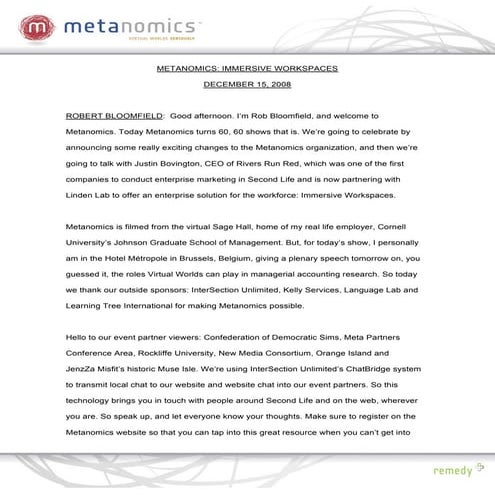 121508 Immersive Workspaces Metanomics Transcript