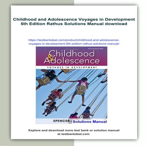 Childhood and Adolescence Voyages in Development 5th Edition Rathus Solutions...
