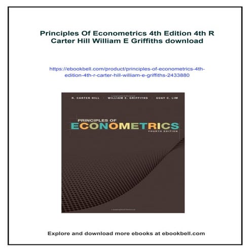 Principles Of Econometrics 4th Edition 4th R Carter Hill William E ...