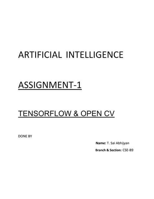 Introduction to TensorFlow and OpenCV libraries