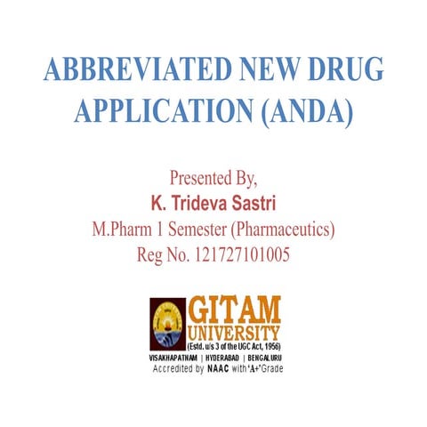 Abbreviated New Drug Application [ANDA] | PPTX