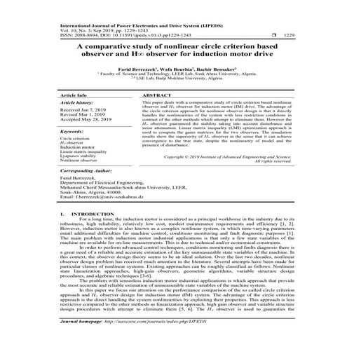 A comparative study of nonlinear circle criterion based observer and H∞ obser...