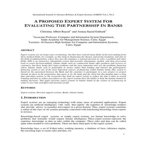 A PROPOSED EXPERT SYSTEM FOR EVALUATING THE PARTNERSHIP IN BANKS
