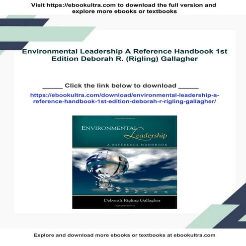 Environmental Leadership A Reference Handbook 1st Edition Deborah R ...