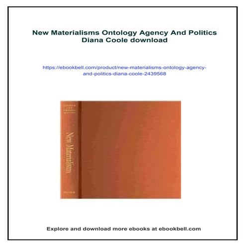 New Materialisms Ontology Agency And Politics Diana Coole