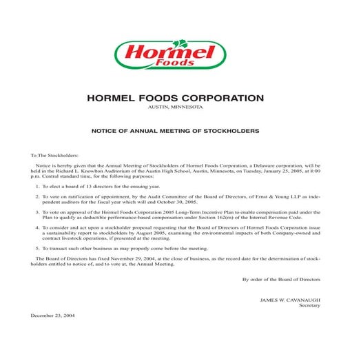 hormel foods  2004_Proxy
