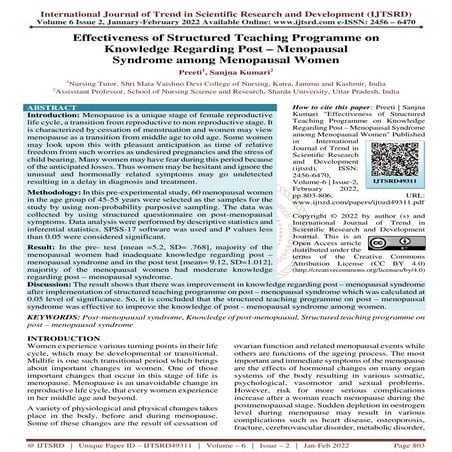 Effectiveness of Structured Teaching Programme on Knowledge Regarding ...