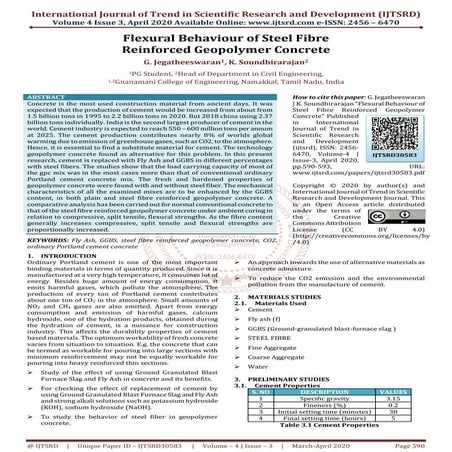 Flexural Behaviour of Steel Fibre Reinforced Geopolymer Concrete | PDF
