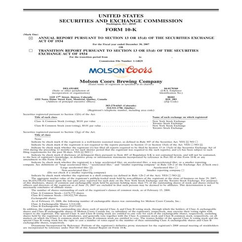 molson coors brewing   200710K